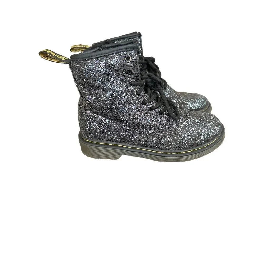Dr. Martens 1460 Glitter Black Leather Boots Sz 3 - Girls